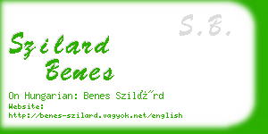 szilard benes business card